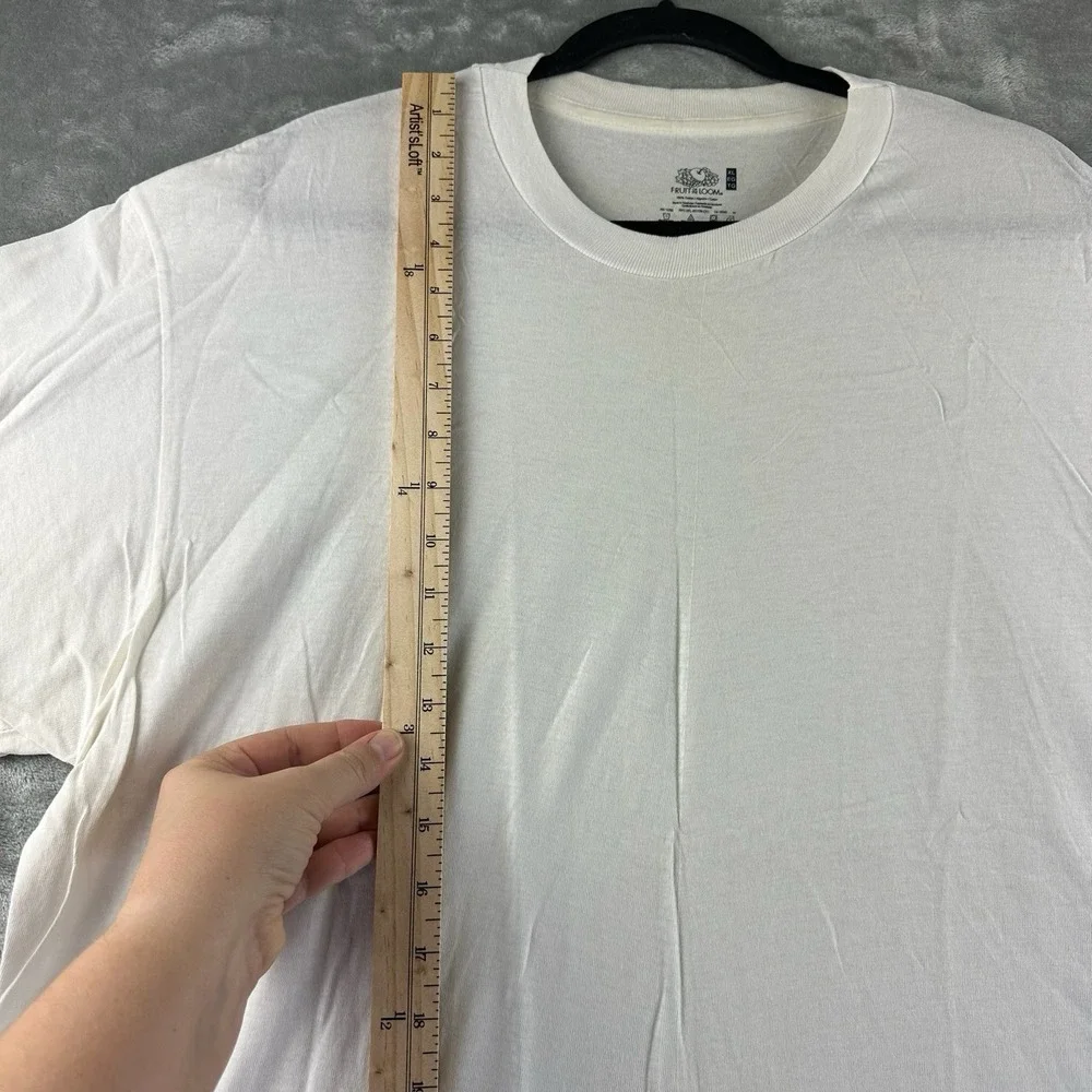 Fruit Of The Loom Crew Neck T-Shirt Men's XL White 4 Pack 100% Cotton